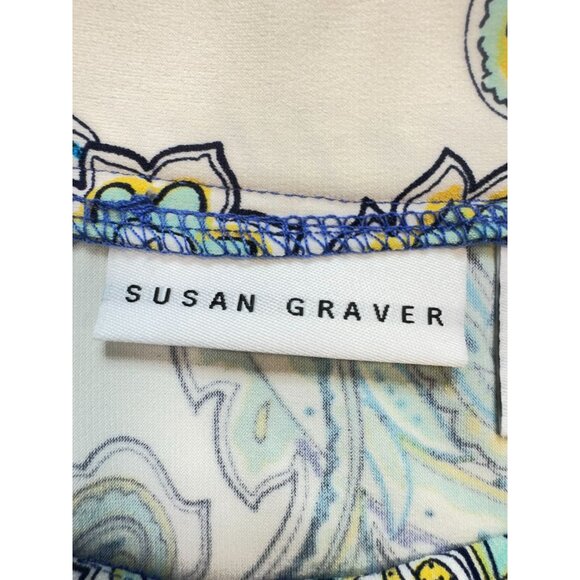 Susan Graver Womens Maxi Wrap Skirt Size S  Blue Paisley Boho Overlay Chiffon - Picture 3 of 16